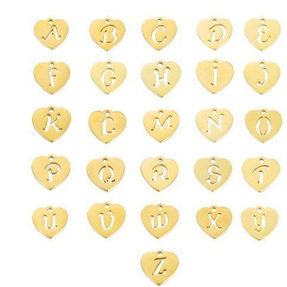 A–Z Initial Alphabet Letter Necklace with Heart Pendant