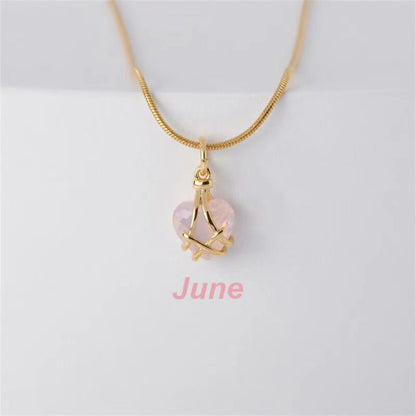 Birthstone Princess Style Love Necklace