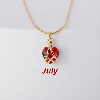 Birthstone Princess Style Love Necklace