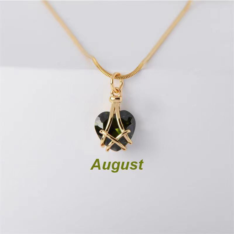 Birthstone Princess Style Love Necklace