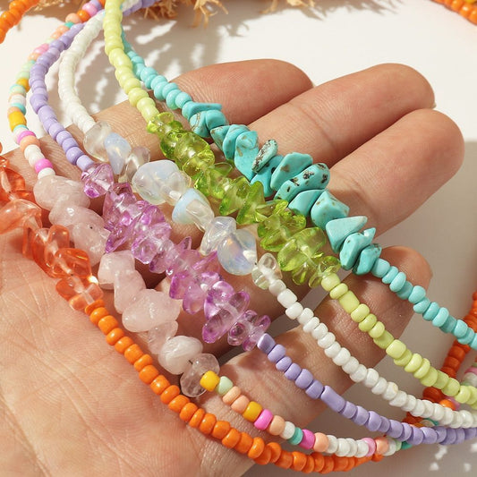 Colorful Rice Beads Crystal & Necklaces
