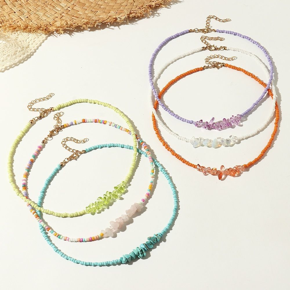 Colorful Rice Beads Crystal & Necklaces