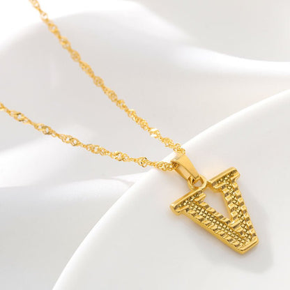 Gold Initial Letter Necklace – 18K Gold Plated A–Z Alphabet