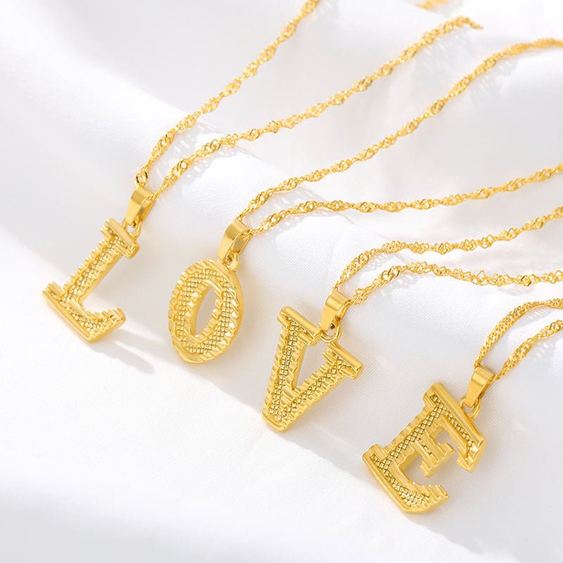 Gold Initial Letter Necklace – 18K Gold Plated A–Z Alphabet