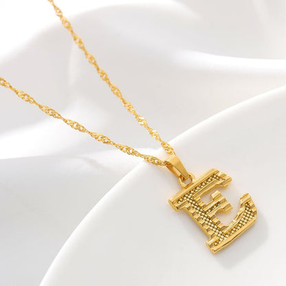 Gold Initial Letter Necklace – 18K Gold Plated A–Z Alphabet