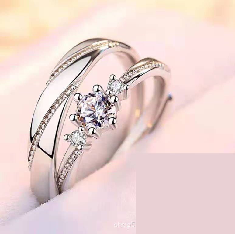 Him & Her Sterling Silver Couple Rings – Adjustable