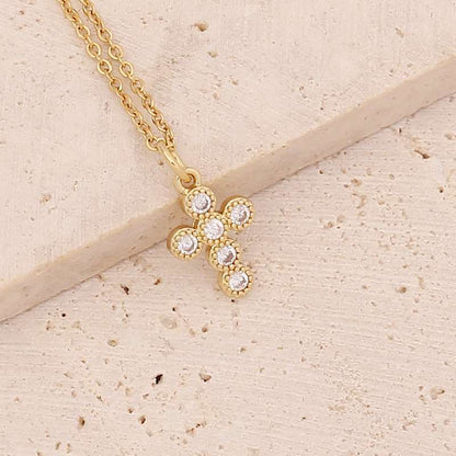 Micro Inlaid Zircon Cross Necklace