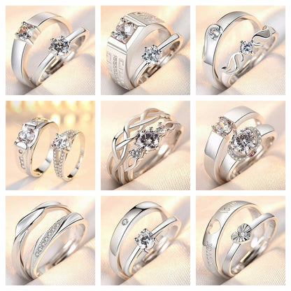 Minimalist Couple Zircon Diamond Crown Ring