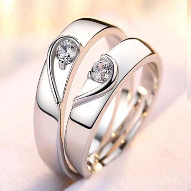 Minimalist Couple Zircon Diamond Crown Ring