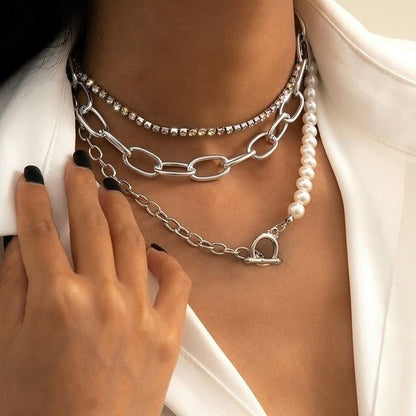 Multi-Layer Pearl & Coin Necklace for Women