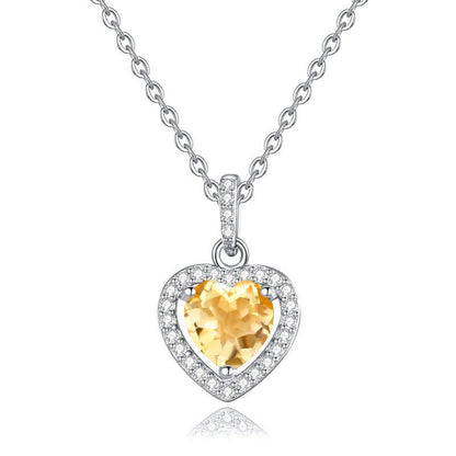 Natural Gemstone Heart Necklace for Women – S925 Sterling Silver