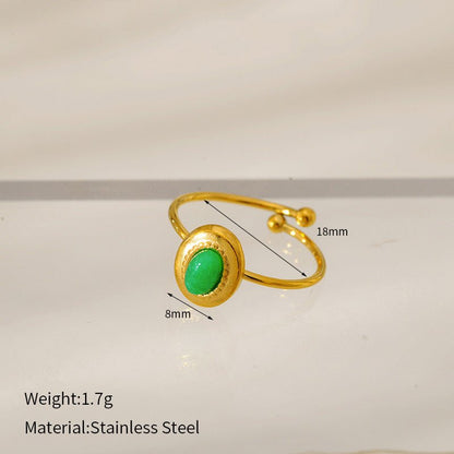 Natural Stone Turquoise Ring – Adjustable