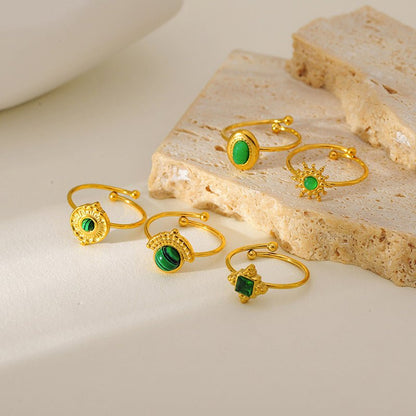Natural Stone Turquoise Ring – Adjustable