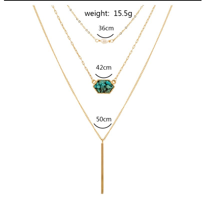 Simple Diamond-Shaped Natural Turquoise Pendant Necklace