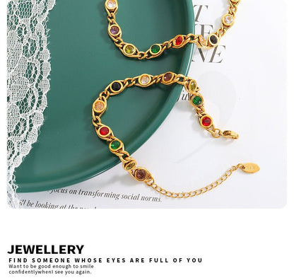 Small Fish Eye Design Colorful Zircon Necklace & Bracelet