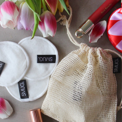 Reusable Bamboo Cotton Cleanse Pads with Mesh Wash Bag