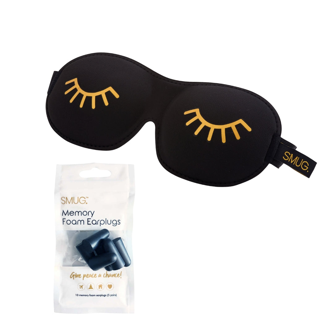 Contoured 3D Blackout Sleep Mask - Wink Print, Black