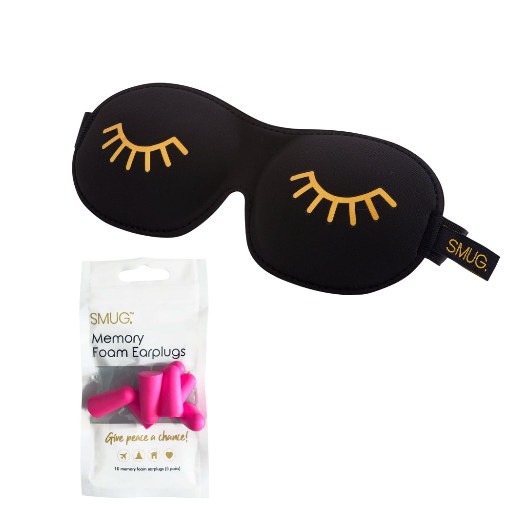 Contoured 3D Blackout Sleep Mask - Wink Print, Black