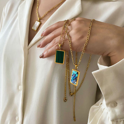 White Shell Inlaid Necklace